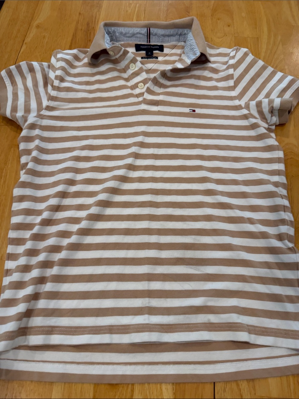 Tommy Hilfiger Kids Beige & White Striped Polo